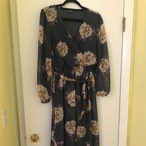 Floral Hi-Lo Long Sleeve Dress